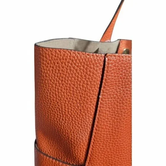 Michael Kors‎ Junie MD Leather Tote Travel Shoulder Handbag Burnt Orange Pebbled - Picture 7 of 16